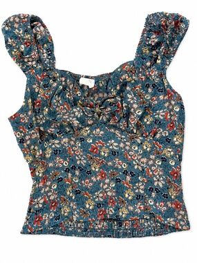 Sienna Sky Floral Smocked Tie Front Tank Top Women's XS Boho Cottagecore